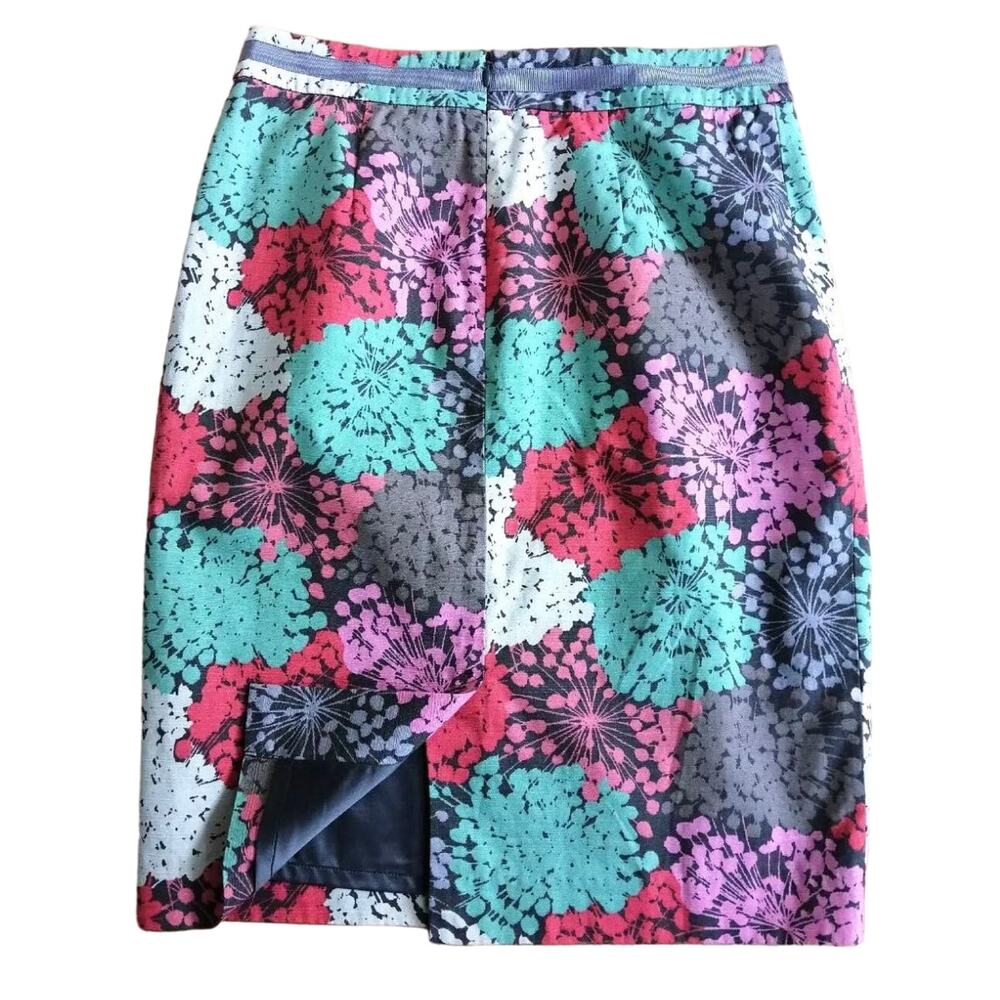 Boden Cotton Pencil Skirt Size 10R Pink Blue Dandelion Straight Pencil Lined - Picture 2 of 11